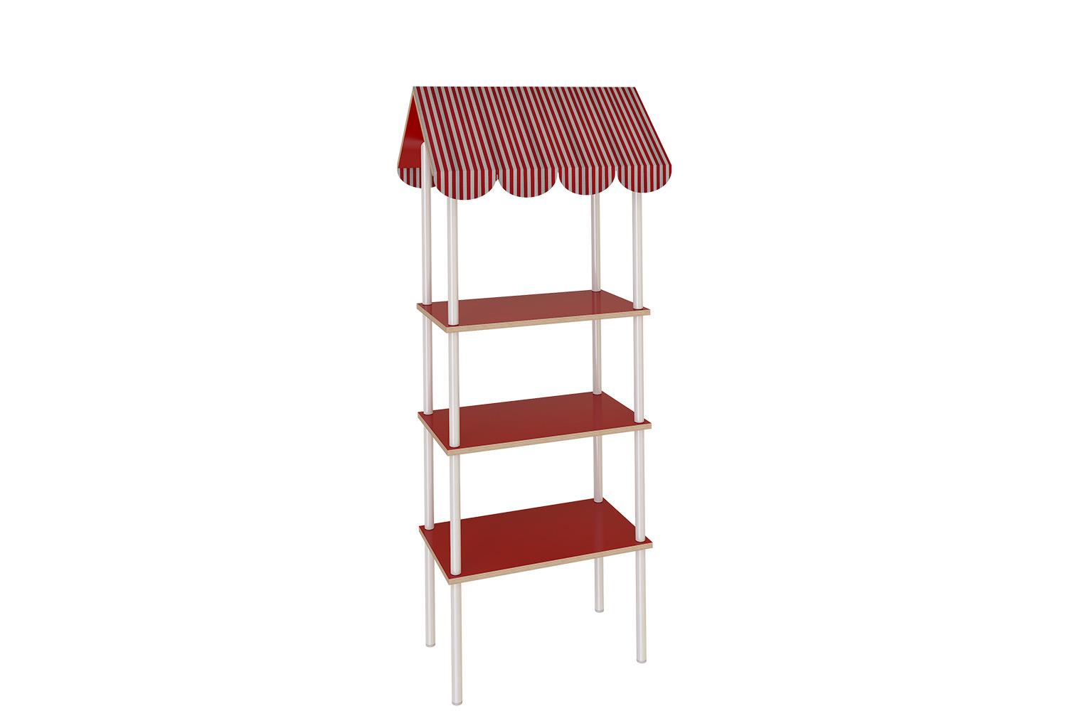 System of vertical shelving unit with canopy decorative