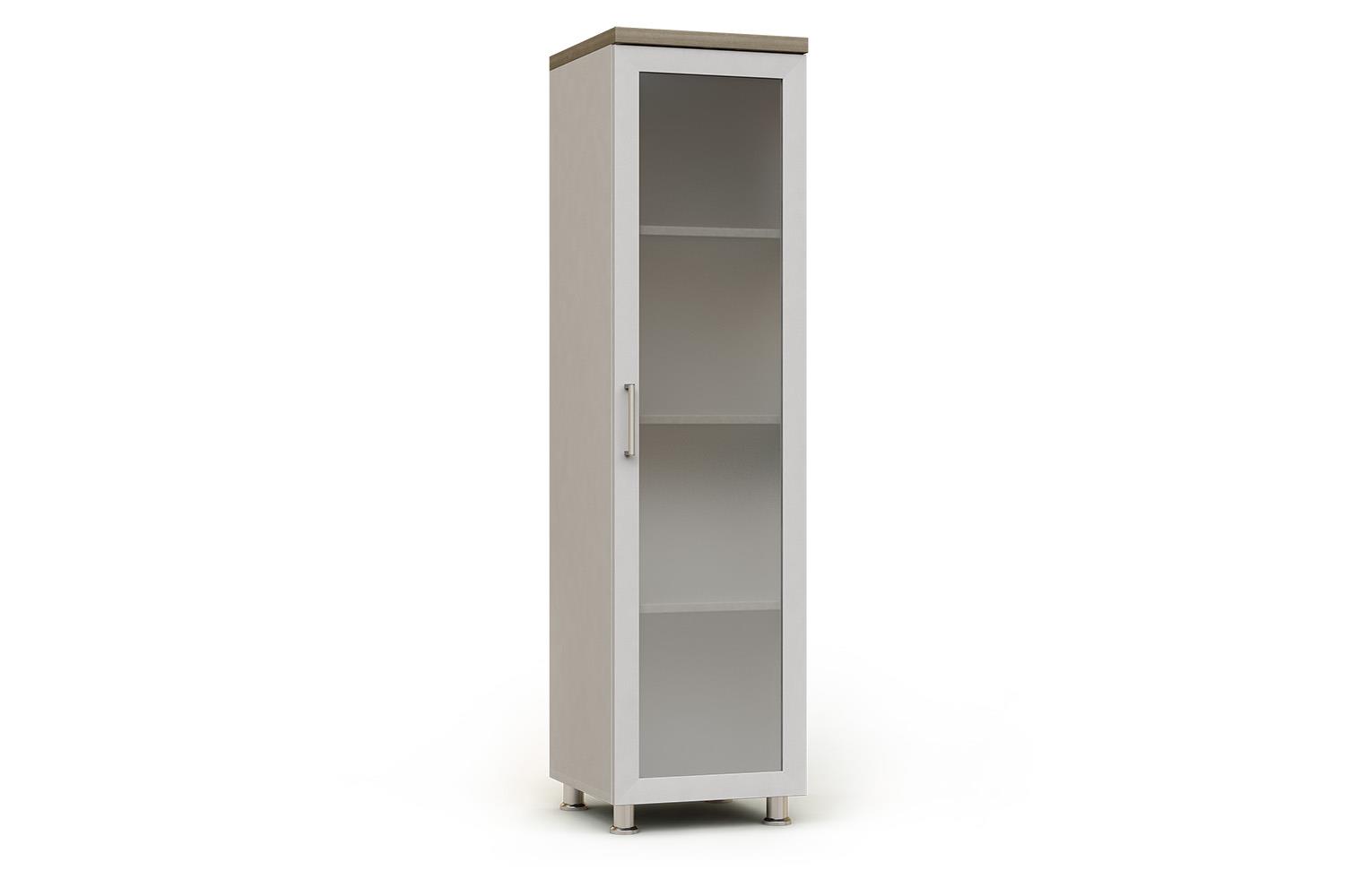 Armario modular alto estrecho con puerta de cristal