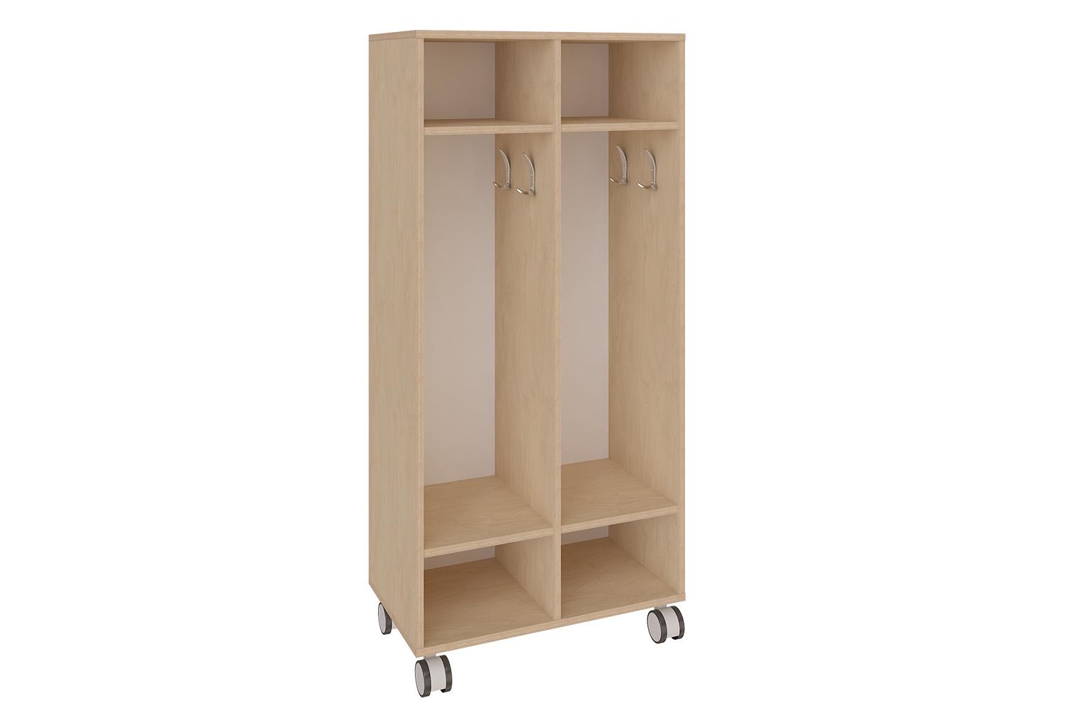 Mobile open shelving unit with two compartments
