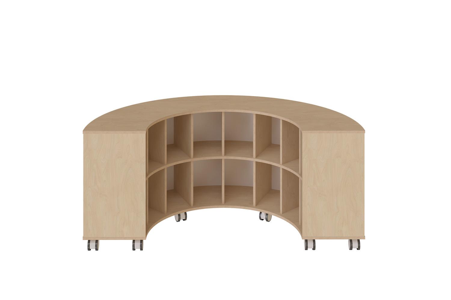 Mobile curved shelving unit of large capacity