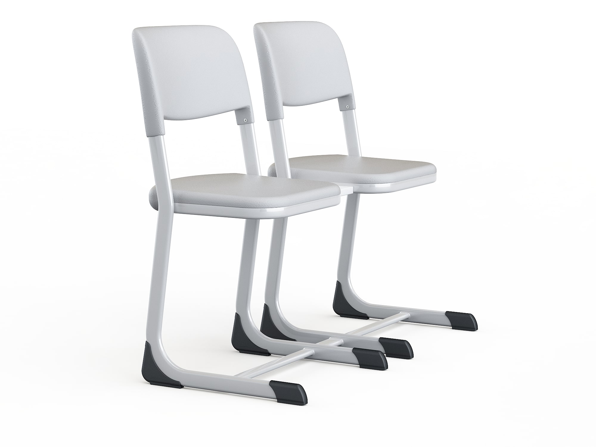 Beam seating of 2 seats with legs in L