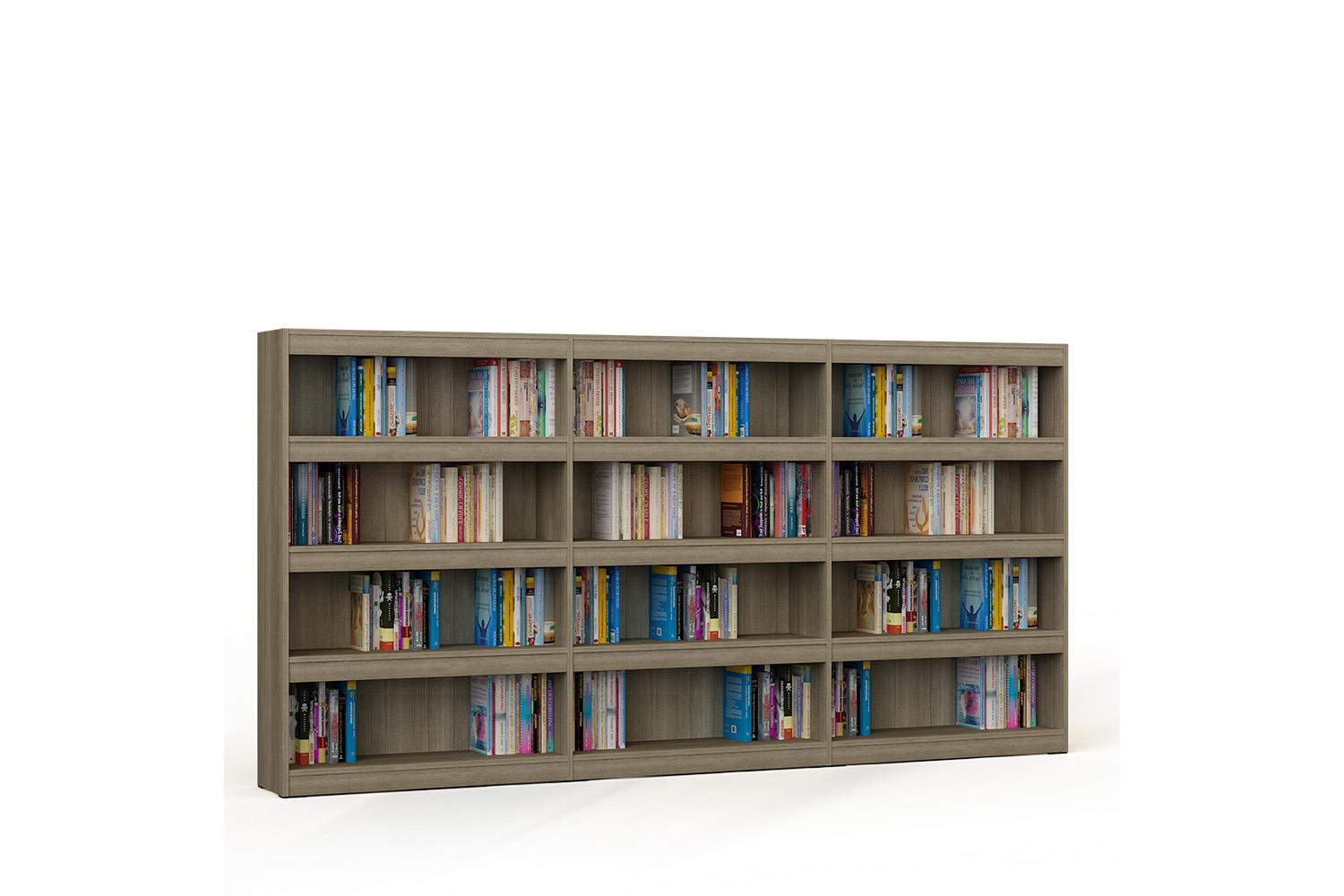 Librería de madera triple de una cara con 3 estantes