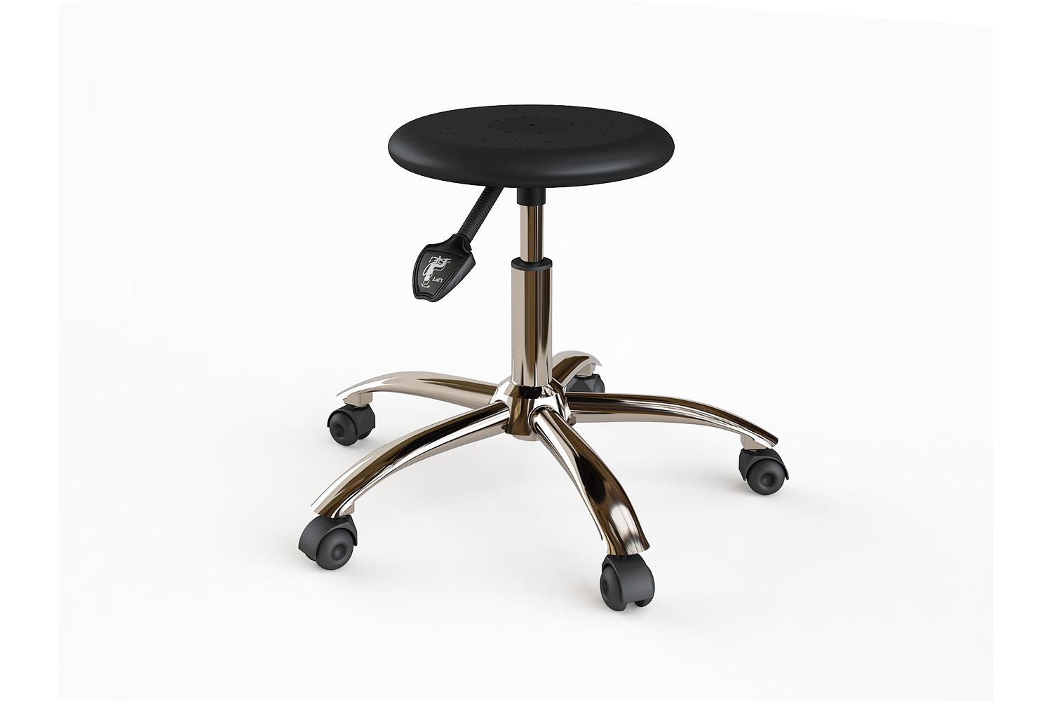 Taburete giratorio cromado con ruedas