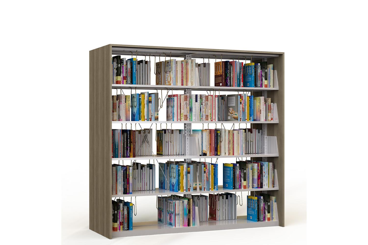 Metal double bookcase of double sided with 8 shelves
