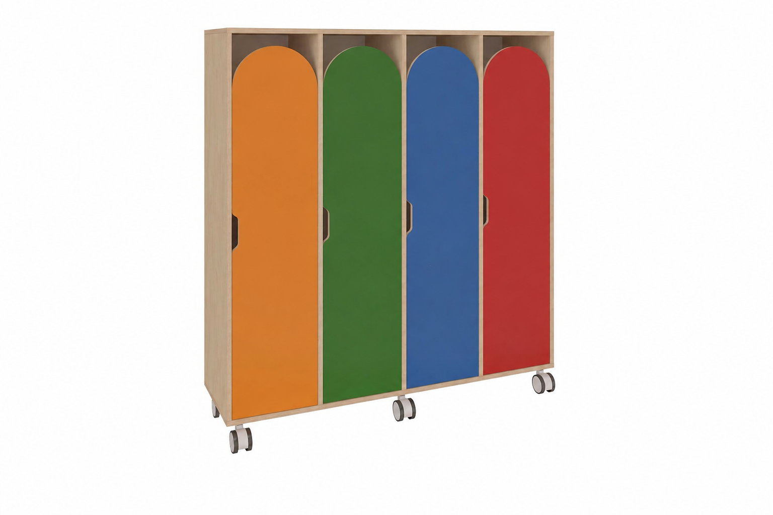 Armario infantil móvil con cuatro puertas decoradas