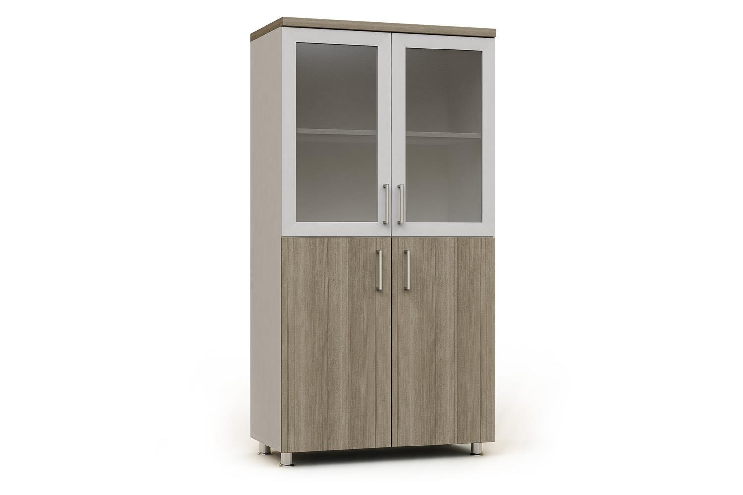 Armario modular ancho mixto con vitrina y puertas