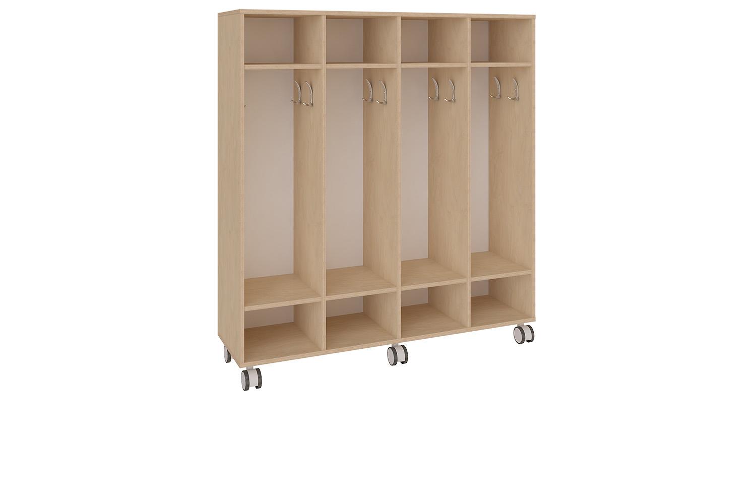 Mobile open shelving unit with four compartments