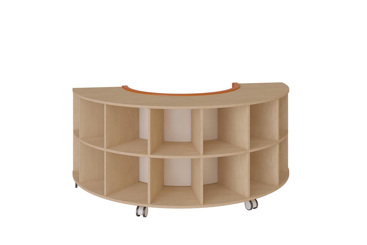 Mobile curved unit with panel front decorative