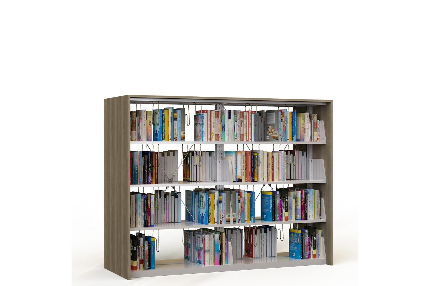 Librería metálica doble de doble cara con 6 estantes