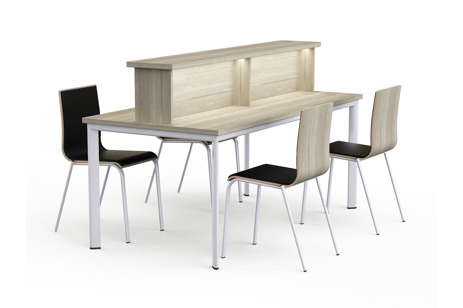 Table of work rectangular with shelving unit illuminated