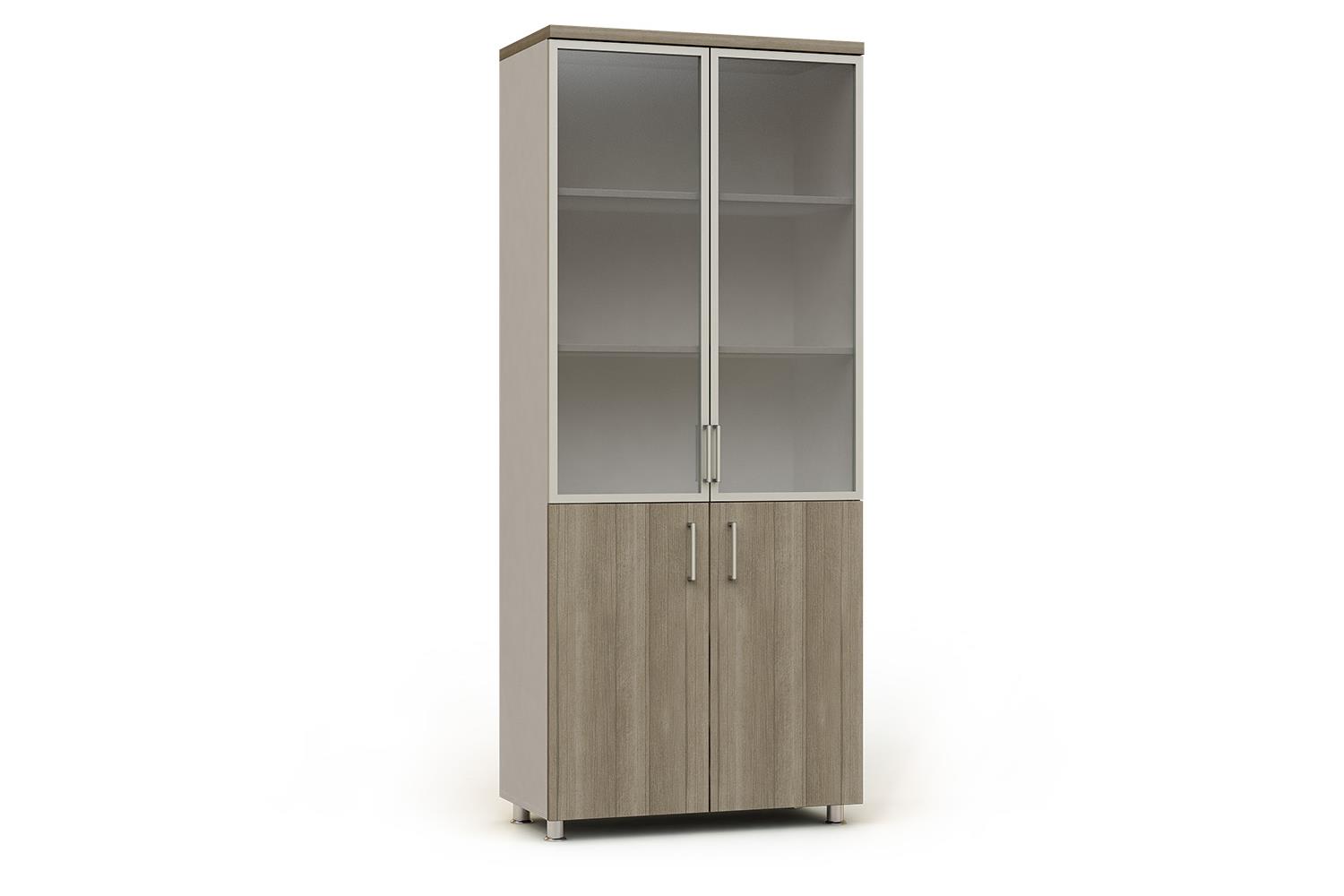 Armario modular alto ancho con vitrina y puertas
