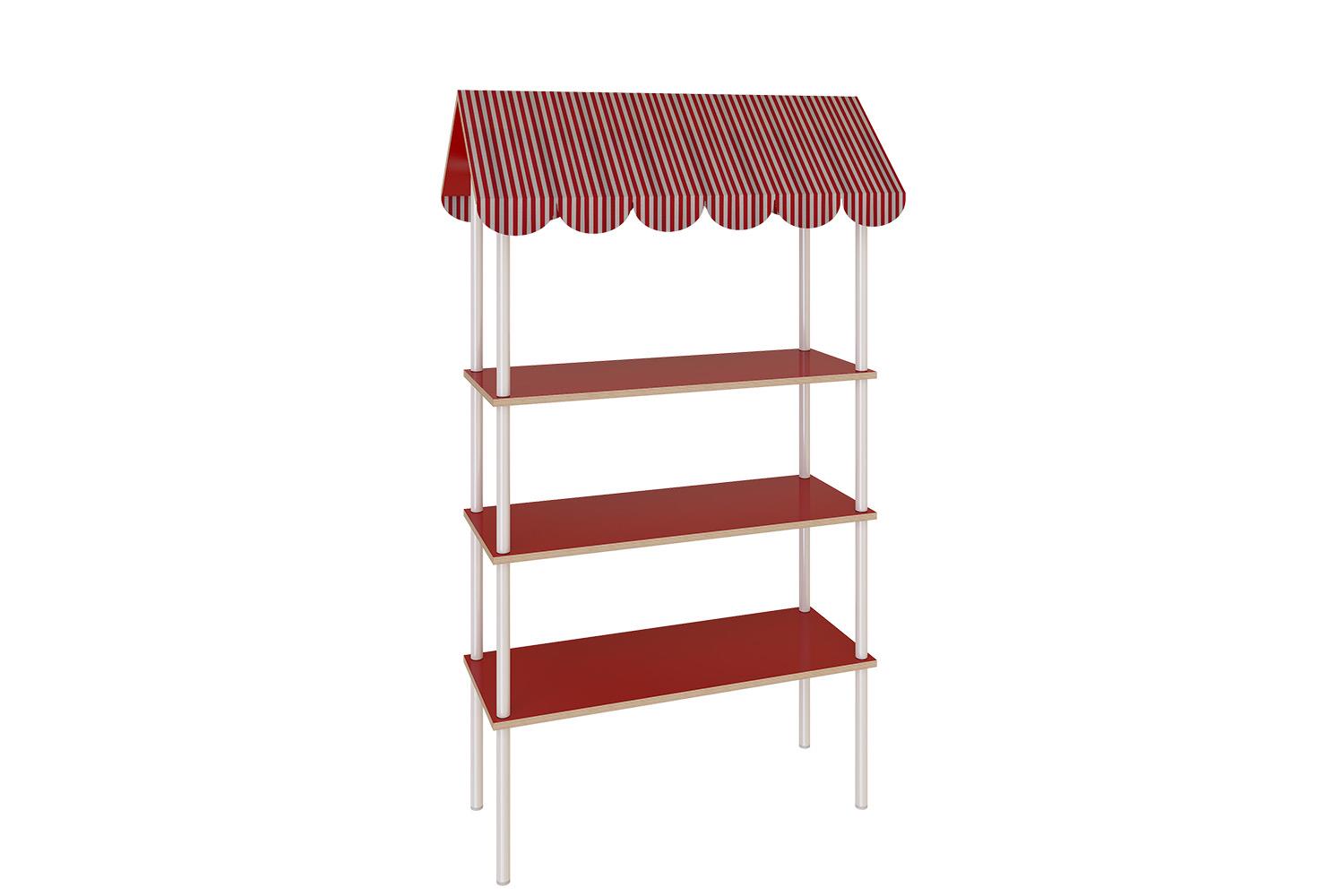 System of open shelving unit with canopy