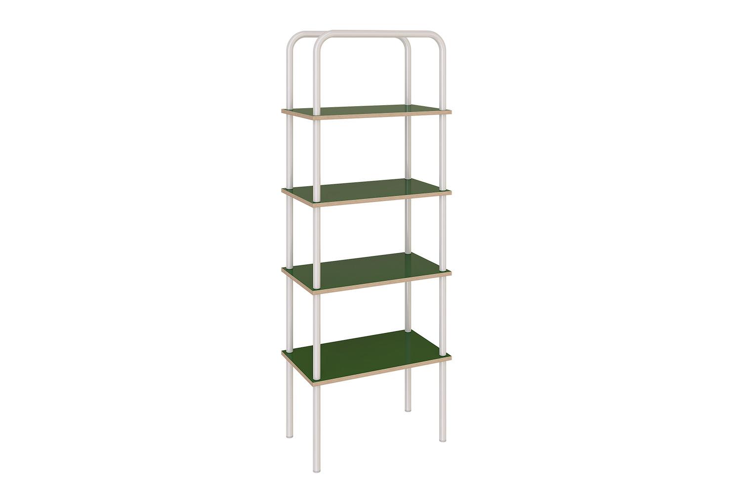 System of vertical shelving unit of three tiers