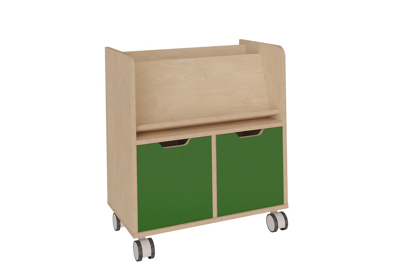 Mobile shelving unit with lower doors