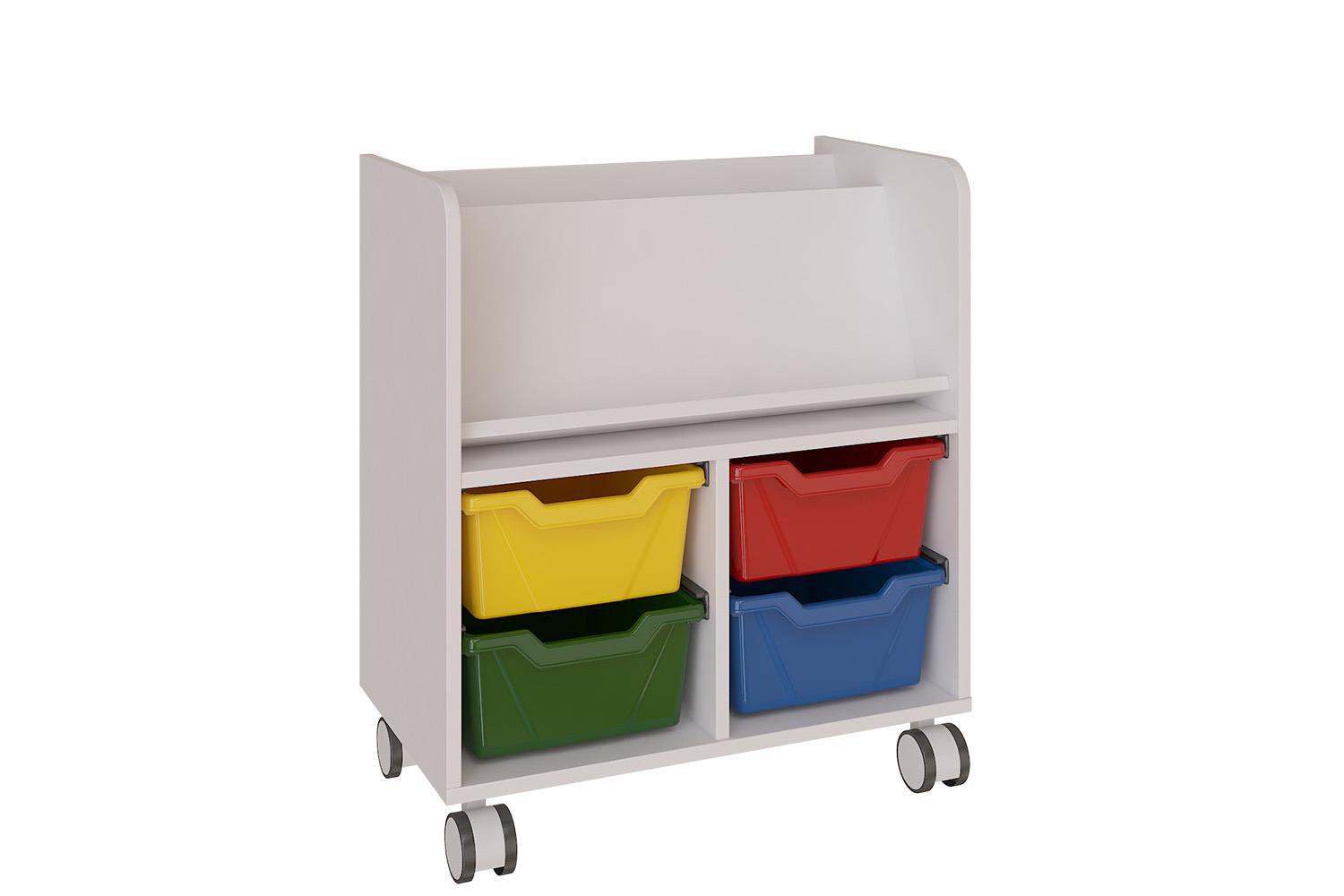 Mobile shelving unit with lower trays