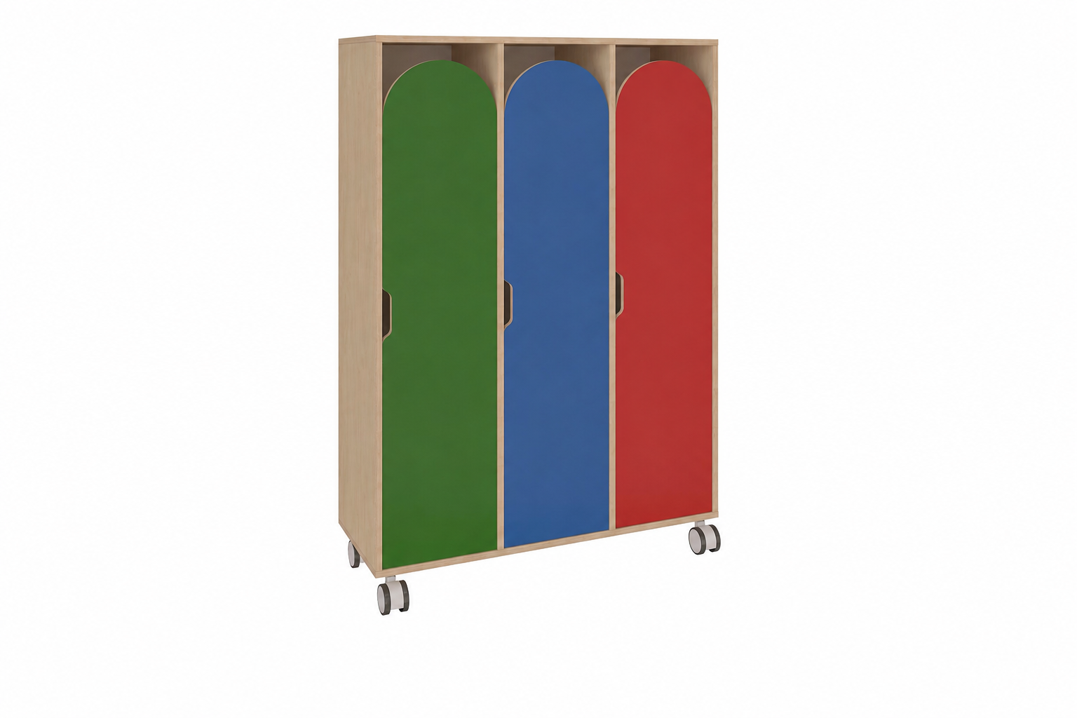 Armario infantil móvil con tres puertas decoradas